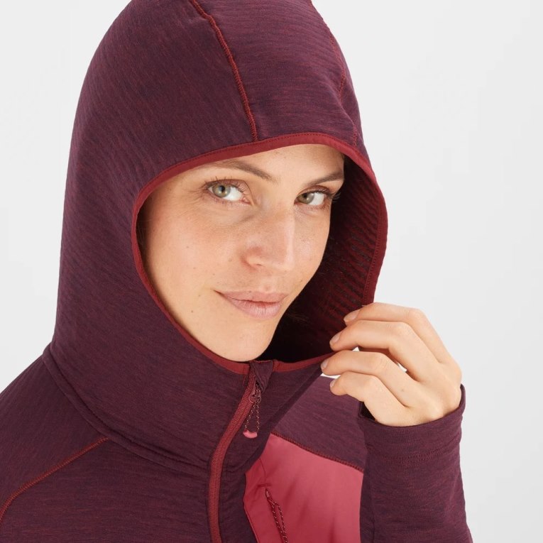 Burgundy Salomon Essential Lightwarm Hooded Women's Jackets | IE LV6159